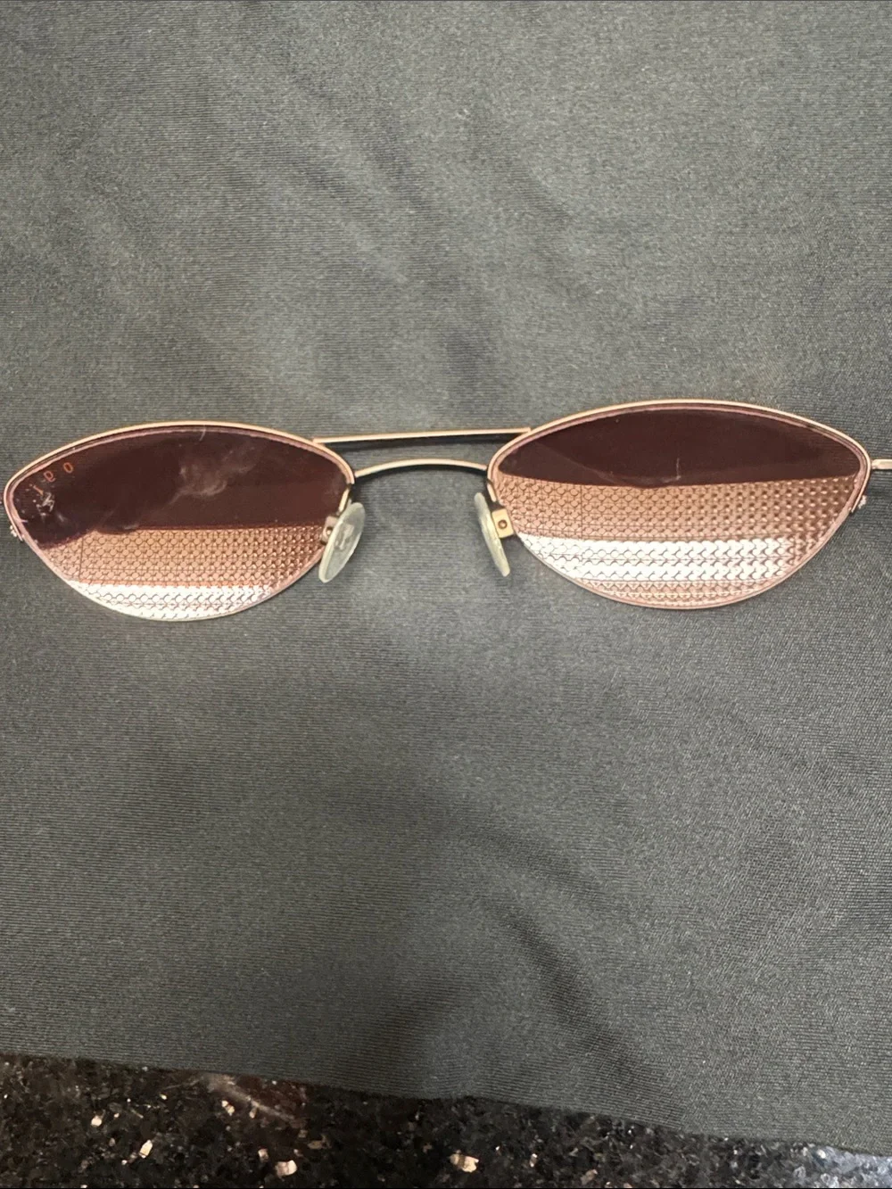 Slim Cat Eye  Sunglasses with Colored Lenses and Coper Colored Frame